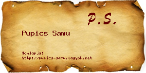 Pupics Samu névjegykártya